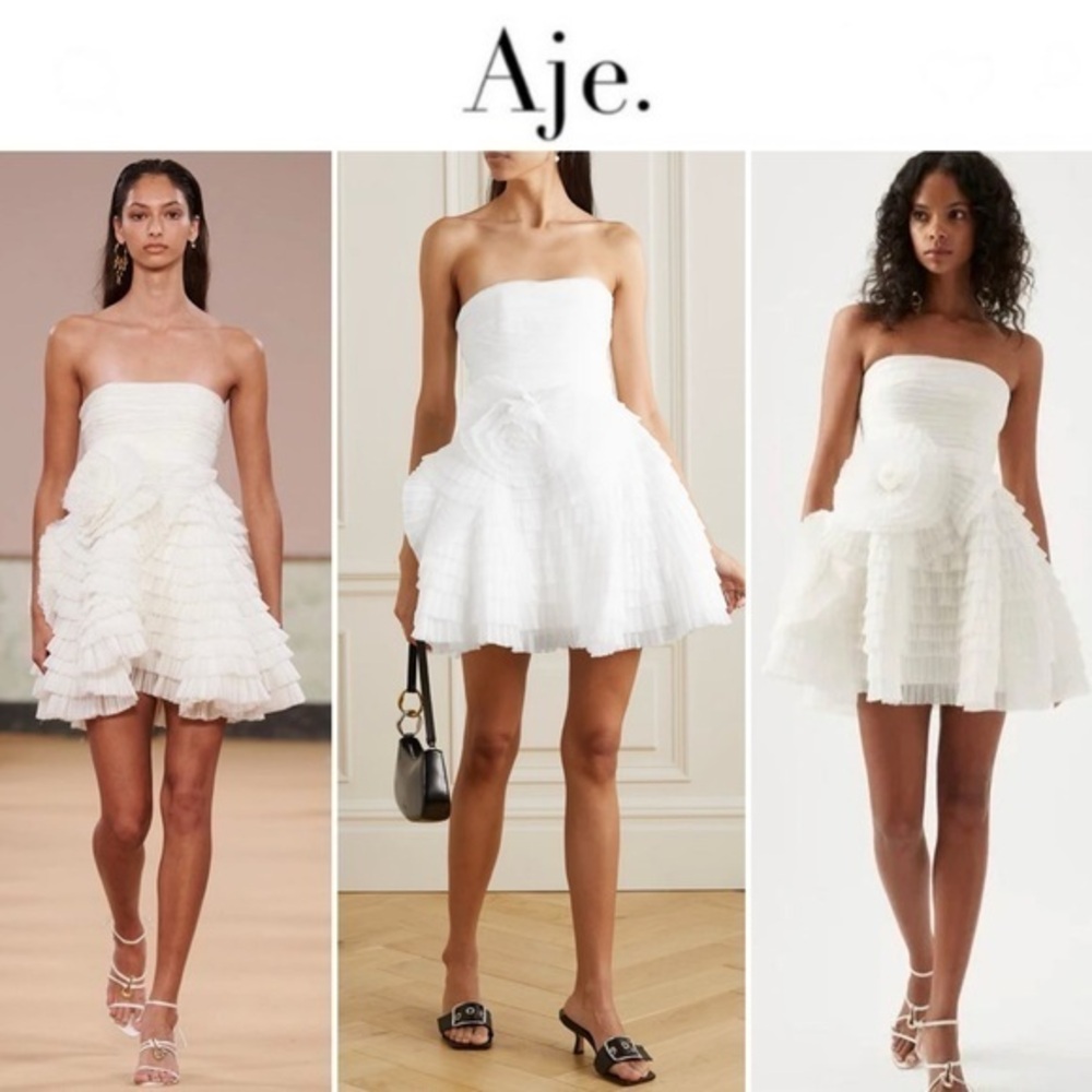 Aje. White Strapless Layered Dress AU 6 XS 625$